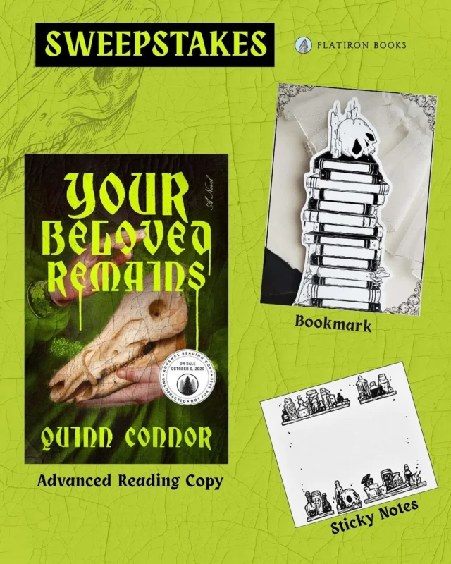 Calling all Dark Academia fans! 🕯️ We’re giving away FIVE advanced reading copies of YOUR BELOVED REMAINS by @quinn.connor.writes, along with a custom bookmark and sticky notes—because there are so many haunting lines you’ll surely want to mark for later. Don’t miss your chance to get your hands on this twisted, sapphic read! 📚✨To Enter:💚Follow @flatiron_books and @quinn.connor.writes💚Tag a friend who also loves to read dark academiaNO PURCHASE NECESSARY. Open only to legal residents of the 50 United States and D.C. who are age 18 or older and of the legal age of majority. Entry period begins at 12:00 PM Eastern Time (ET) on 9/6/26 and ends at 11:59 PM ET on 9/9/26. Void where prohibited. For full Official Rules, visit https://read.macmillan.com/fib/yourbelovedremains-sweeps/. Sponsored by Flatiron Books, 120 Broadway, New York, NY 10271. The Sweepstakes is in no way sponsored, endorsed or administered by, or associated with, Instagram.